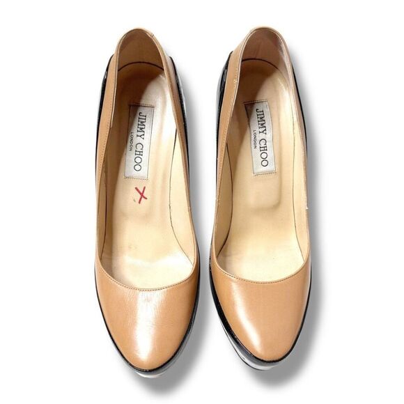 Jimmy Choo Shoe Sepia 2 Toned Platform Pump Camel / Black Women’s Size 38.5 (8) - Picture 4 of 10